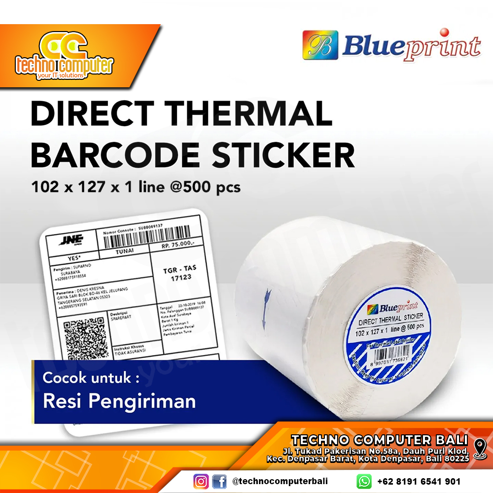 Direct Thermal Sticker/Label Stiker BLUEPRINT 102x127x1 Line Isi 500