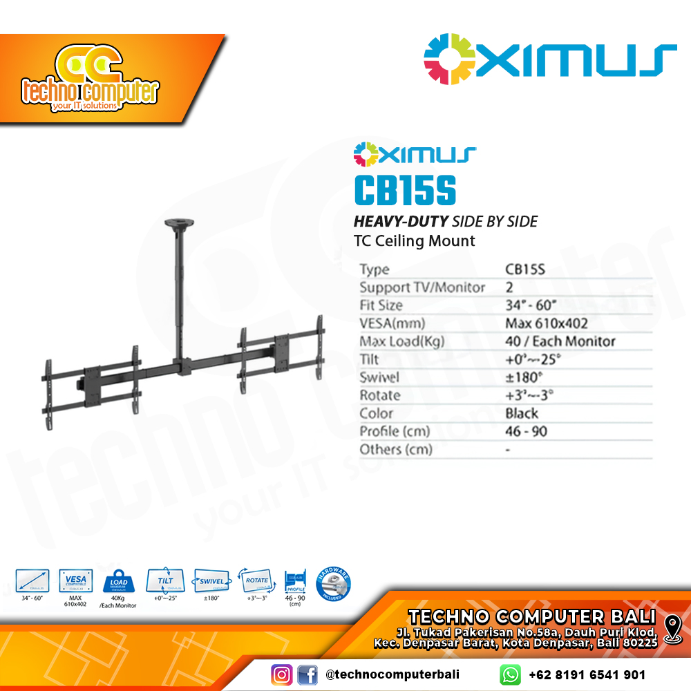 Bracket Monitor TV 43-60inch OXIMUS CB15S (Side by Side) Ceiling Mount Bracket