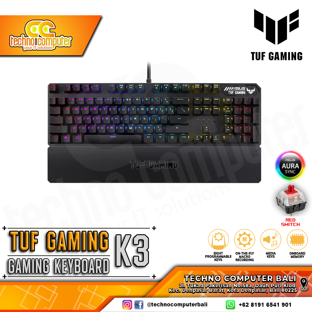 ASUS RA05 TUF Gaming K3 - Mechanical Red Switch - Gaming Keyboard