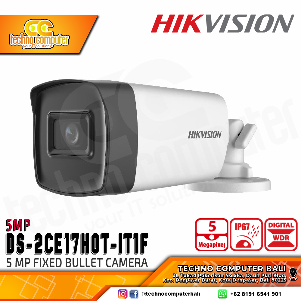 HIKVISION DS-2CE17H0T-IT1F 5MP (2.8mm) OUTDOOR Fixed Bullet Camera CCTV