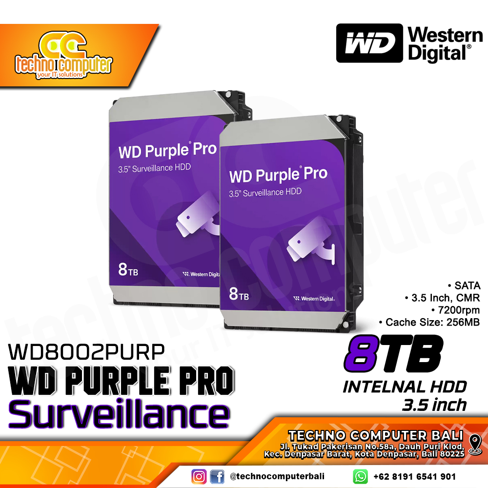 HDD INTERNAL CCTV 3.5 inch WD PURPLE PRO Surveillance 8TB (GARANSI RESMI)