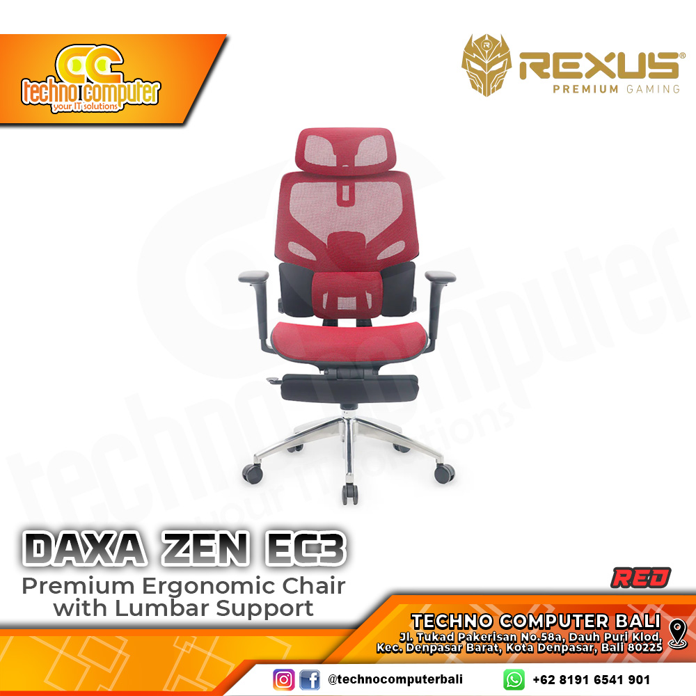 KURSI OFFICE REXUS DAXA ZEN DX-EC3 ERGONOMIC CHAIR - RED