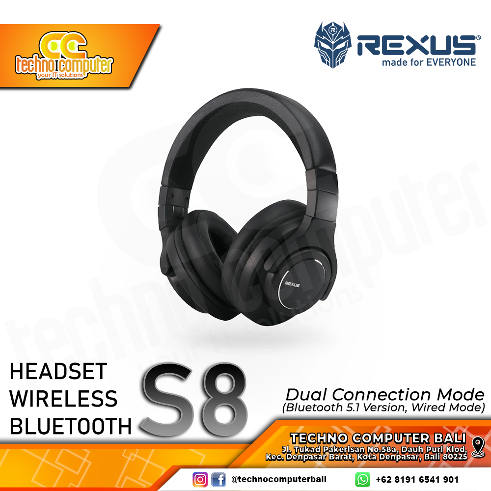 HEADSET REXUS RX-S8 Black Wireless Bluetooth - Headset