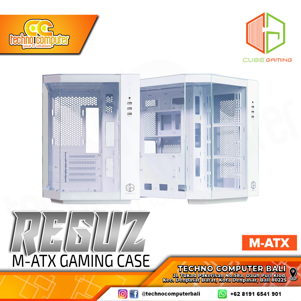 CASING CUBE GAMING REGUZ White - Mid Tower mATX Case Tempered Glass
