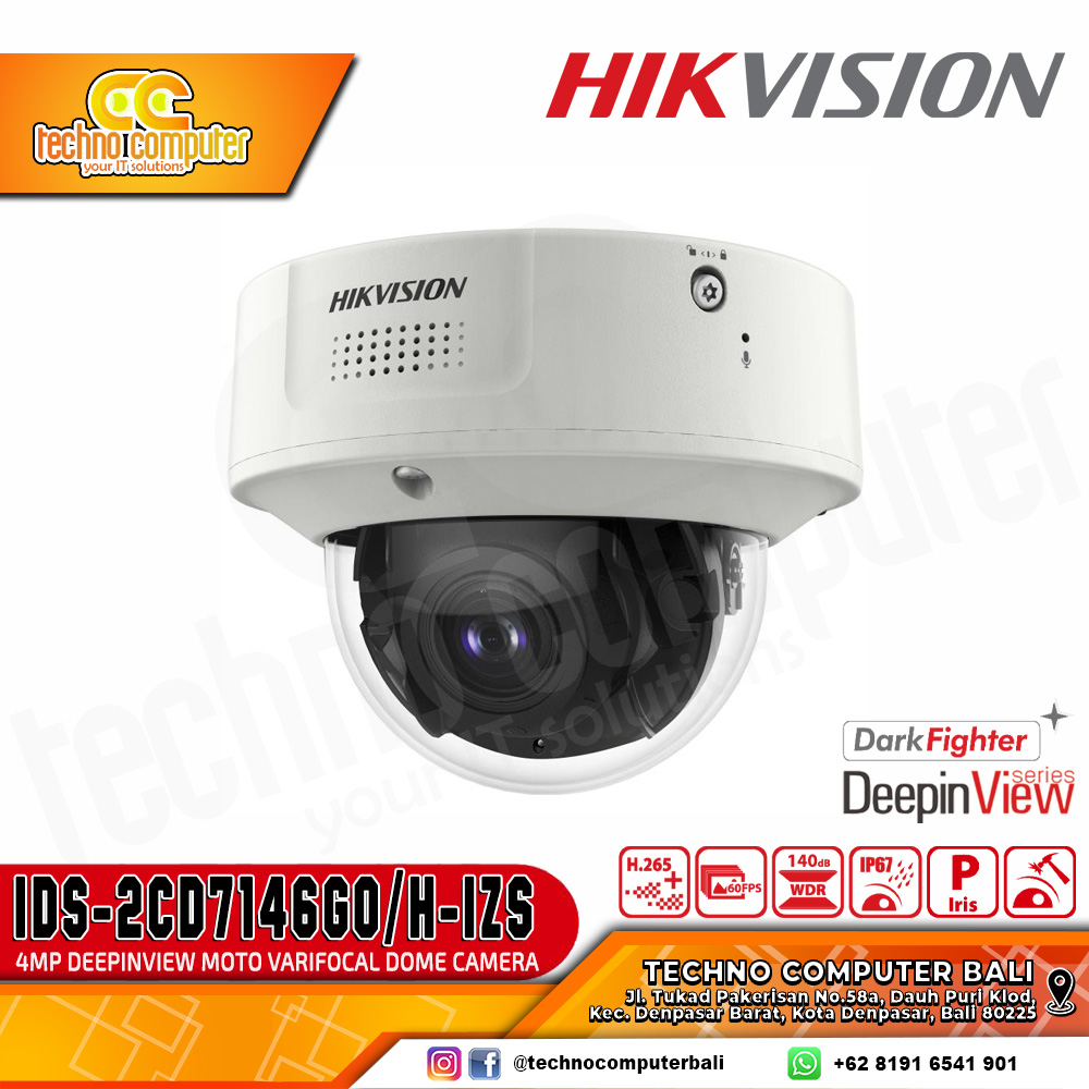 HIKVISION iDS-2CD7146G0/H-IZS 4MP (8-32mm) INDOOR DeepinView Moto Varifocal Network Camera CCTV