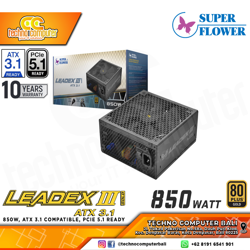 SUPER FLOWER Leadex III Gold ATX 3.1 850W 80+ Gold ATX 3.1/PCIe 5.1 - Full Modular