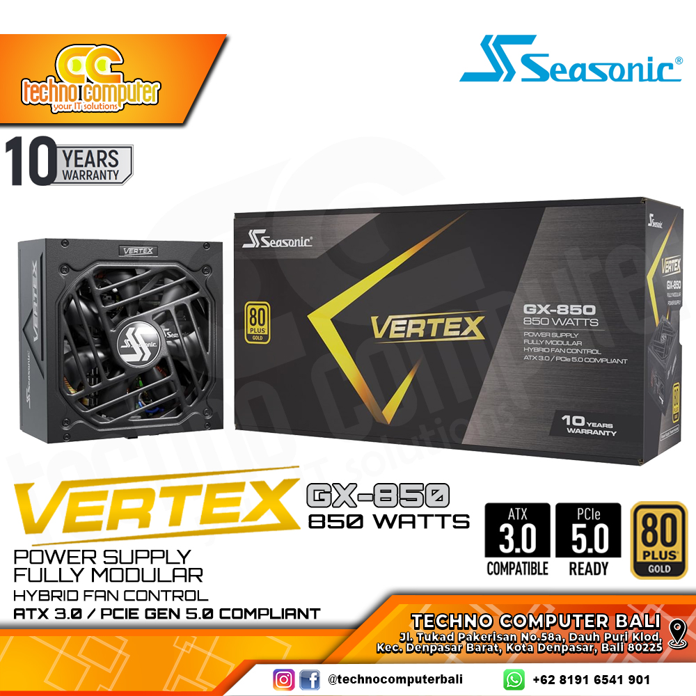 SEASONIC VERTEX GX-850 850W 80+ Gold ATX 3.0/PCIe 5.0 - Full Modular
