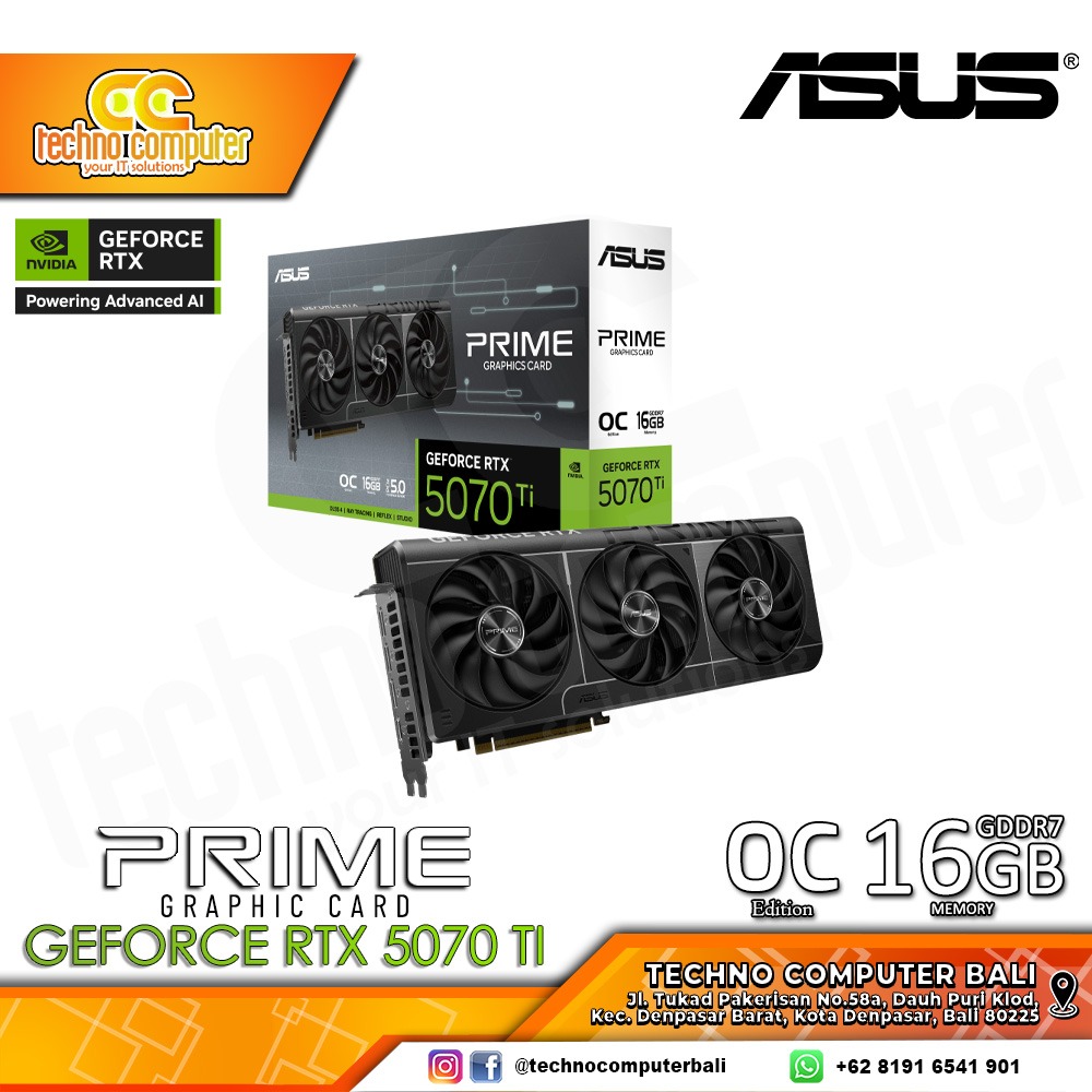 ASUS PRIME NVIDIA GeForce RTX 5070 TI OC Edition 16GB GDDR7