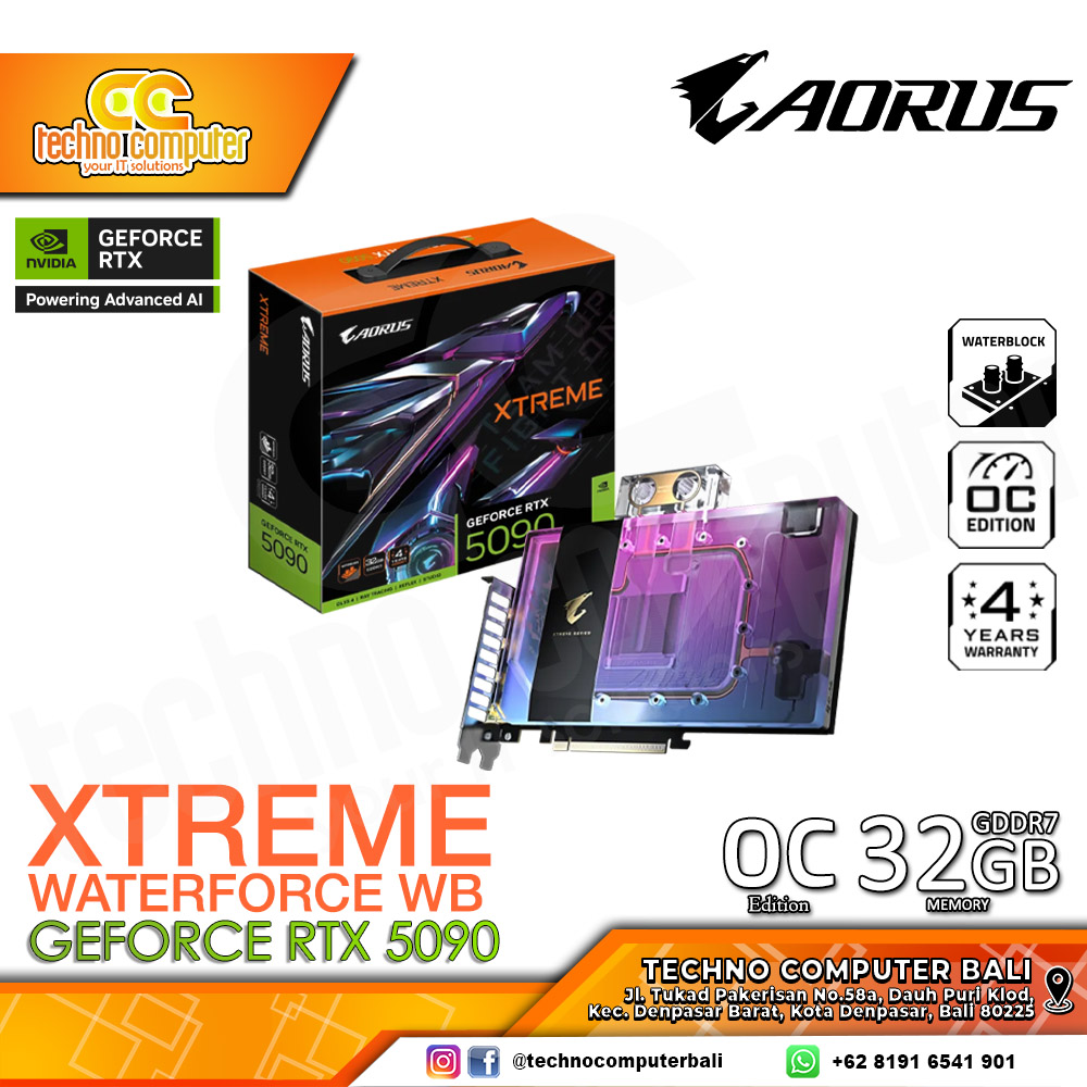 GIGABYTE AORUS NVIDIA GeForce RTX 5090 XTREME WATERFORCE WB 32GB GDDR7