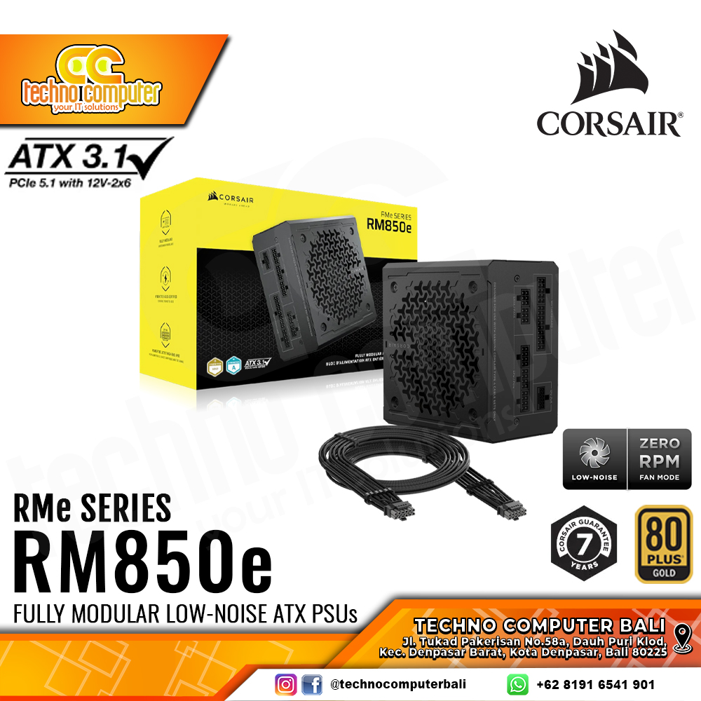 CORSAIR RM850e 850W 80+ Gold ATX 3.1/PCIe 5.1 - Full Modular