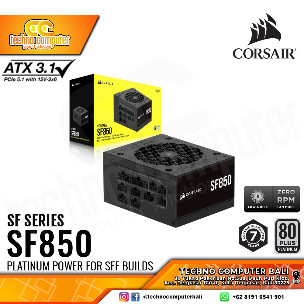 CORSAIR SF850 (2024) 850W 80+ Platinum ATX 3.1/PCIe 5.1 - Full Modular