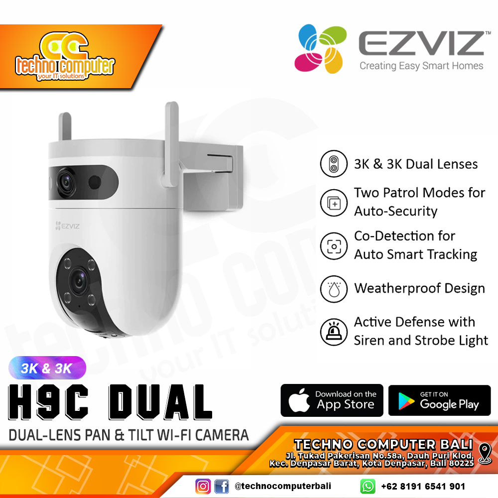 EZVIZ H9C Dual-Lens 5MP 3K OUTDOOR Smart Wi-Fi Pan/Tilt IP Camera CCTV