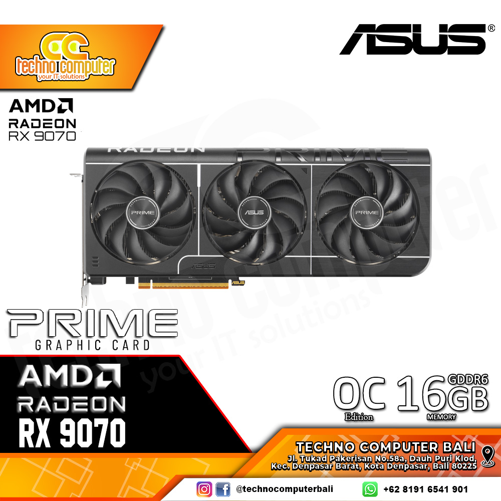 ASUS PRIME AMD RADEON RX 9070 OC Edition 16GB GDDR6