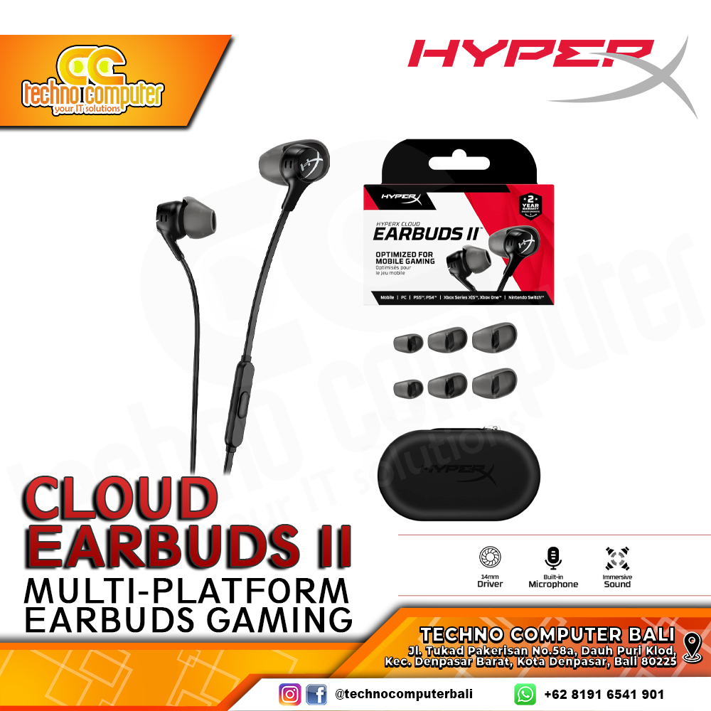 EARPHONE HyperX Cloud Earbuds II - Gaming Earbuds (Black)