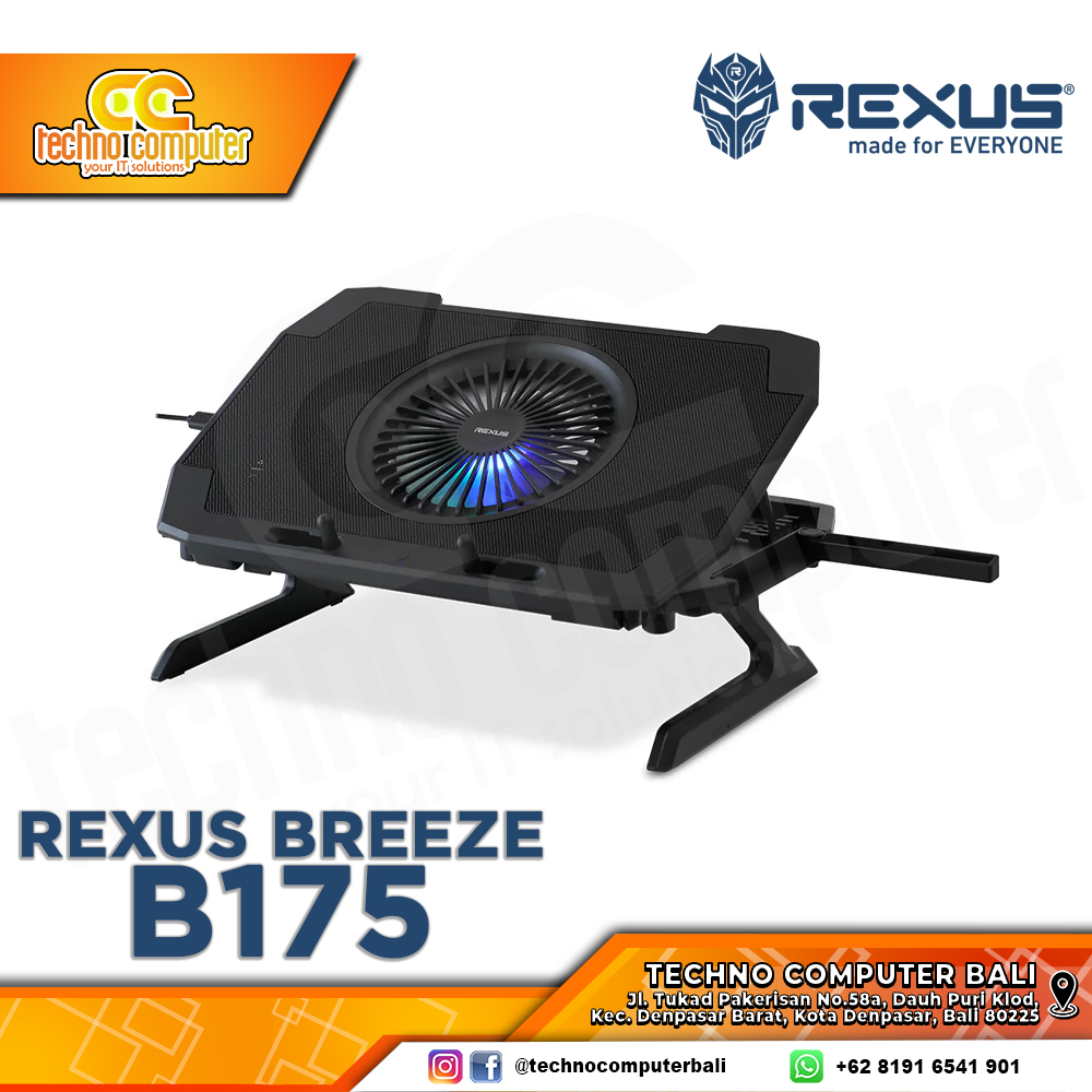 COOLINGPAD REXUS BREEZE B175 With RGB Notebook CoolingPad Up to 15inch
