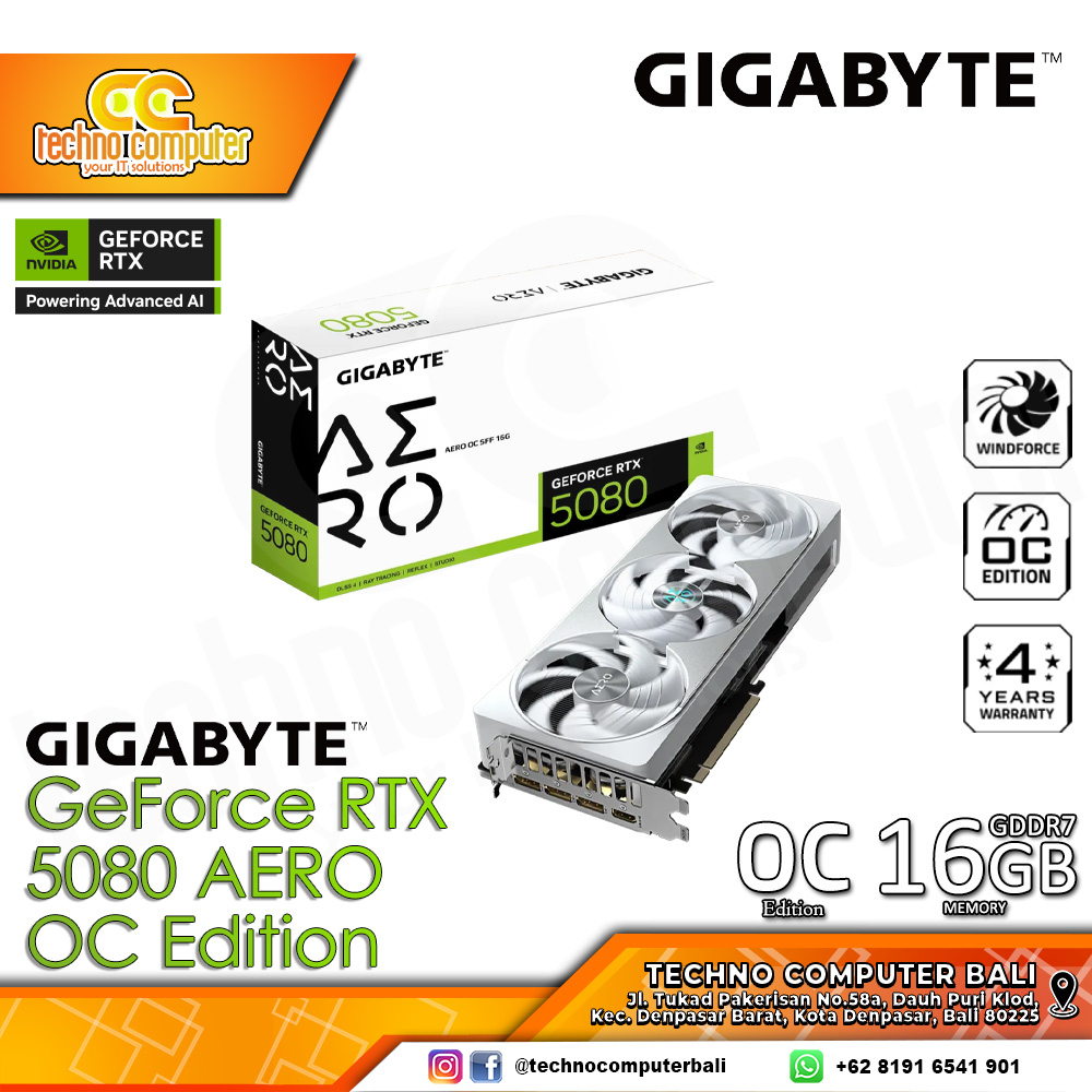 GIGABYTE NVIDIA GeForce RTX 5080 AERO OC SFF 16GB GDDR7