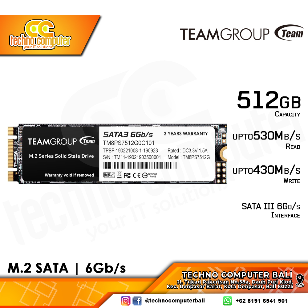 SSD TEAM MS30 M.2 2280 SATA 6Gb/s - 512GB