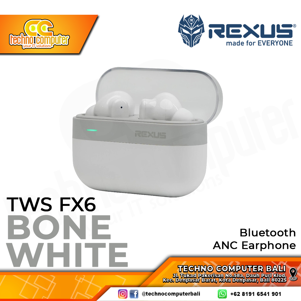 EARPHONE TWS REXUS FX6 ANC Bluetooth - Earphone (White)