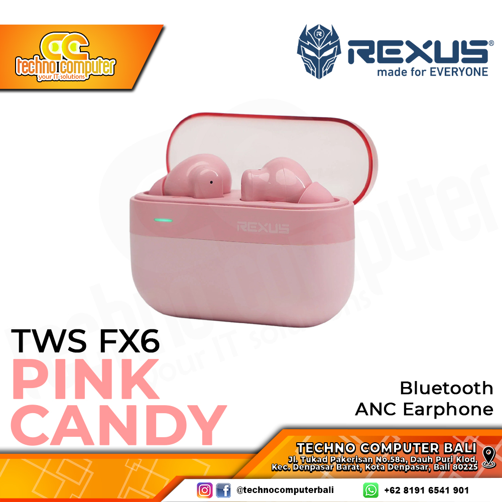 EARPHONE TWS REXUS FX6 ANC Bluetooth - Earphone (Pink)