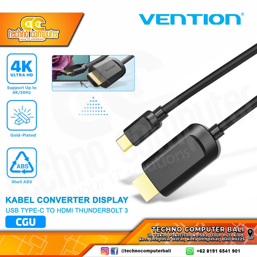 VENTION KABEL CONVERTER DISPLAY - USB Type-C to HDMI Thunderbolt 3 - CGU 2M