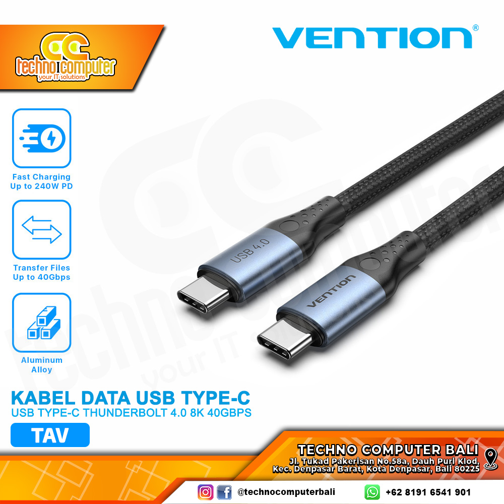 VENTION KABEL USB - USB Type-C Thunderbolt 4.0 8K 40Gbps - TAV 1M