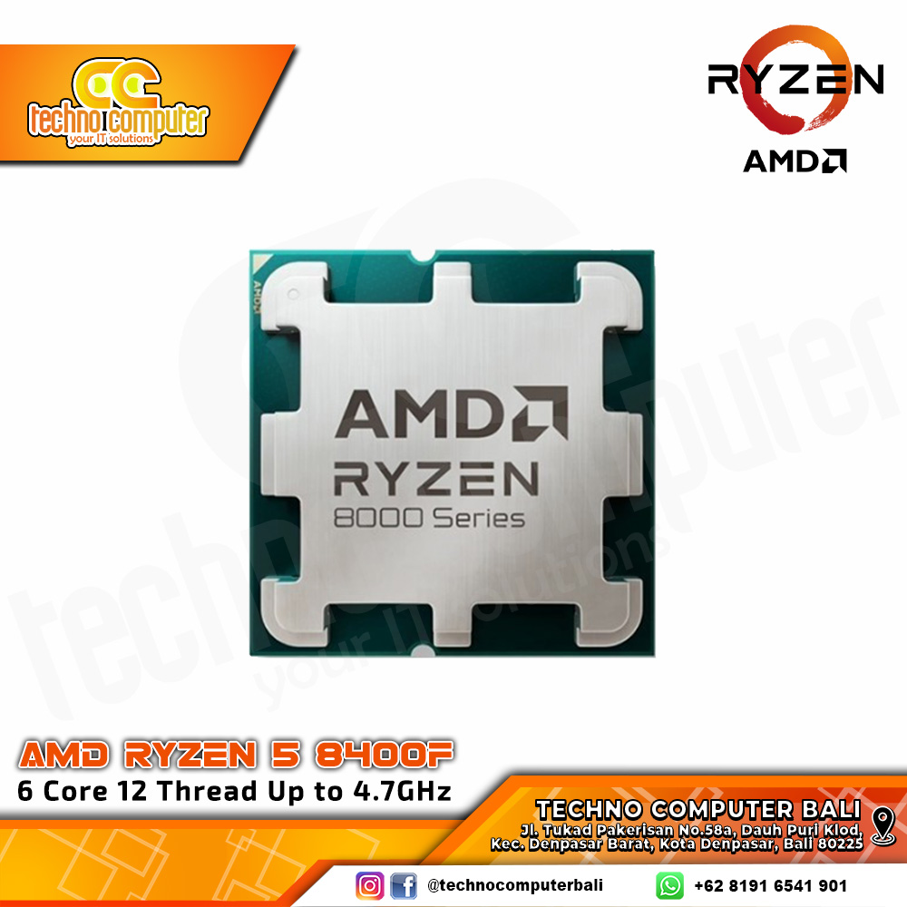 PROCESSOR AMD RYZEN 5 8400F - 6 Core 12 Thread Up to 4.7GHz - Socket AM5 (TRAY)