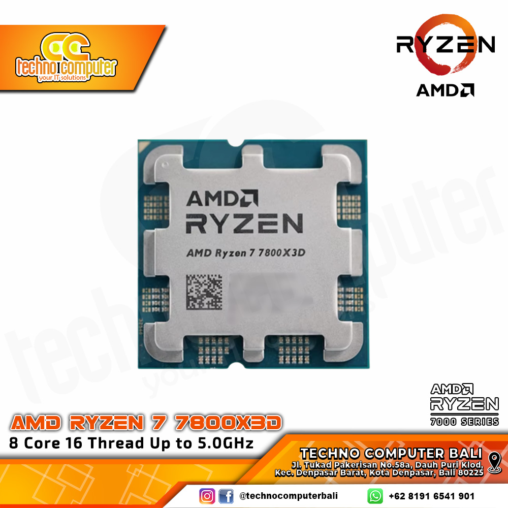 PROCESSOR AMD RYZEN 7 7800X3D - 8 Core 16 Thread Up to 5.0GHz - Socket AM5 (TRAY)