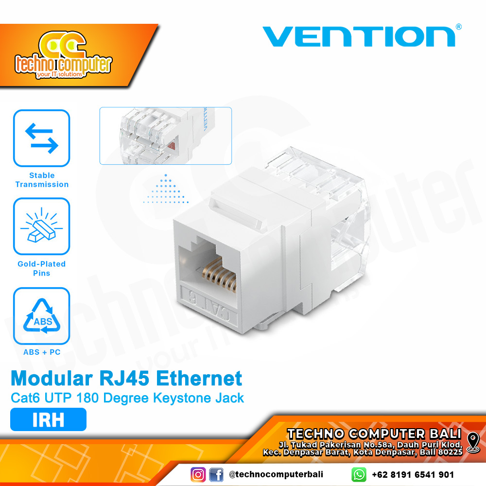 VENTION Cat6 UTP Keystone Jack White - IRH