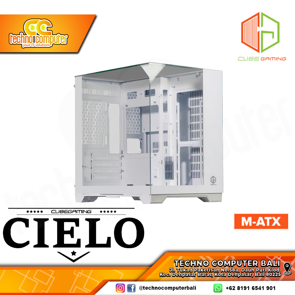 CASING CUBE GAMING CIELO mATX White - Mid Tower mATX Case Tempered Glass