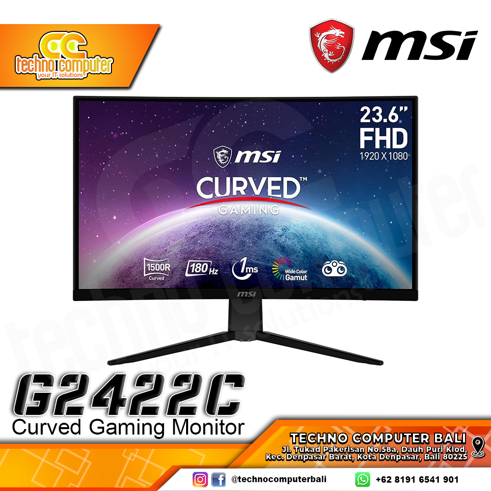 MSI G2422C Curved Gaming Monitor - 24 inch, FHD (1920 x 1080), VA, 180Hz, 1ms