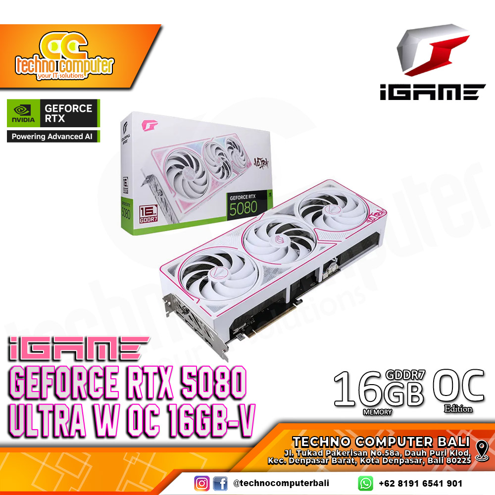 COLORFUL iGame NVIDIA GeForce RTX 5080 Ultra W OC Edition 16GB GDDR7 - White