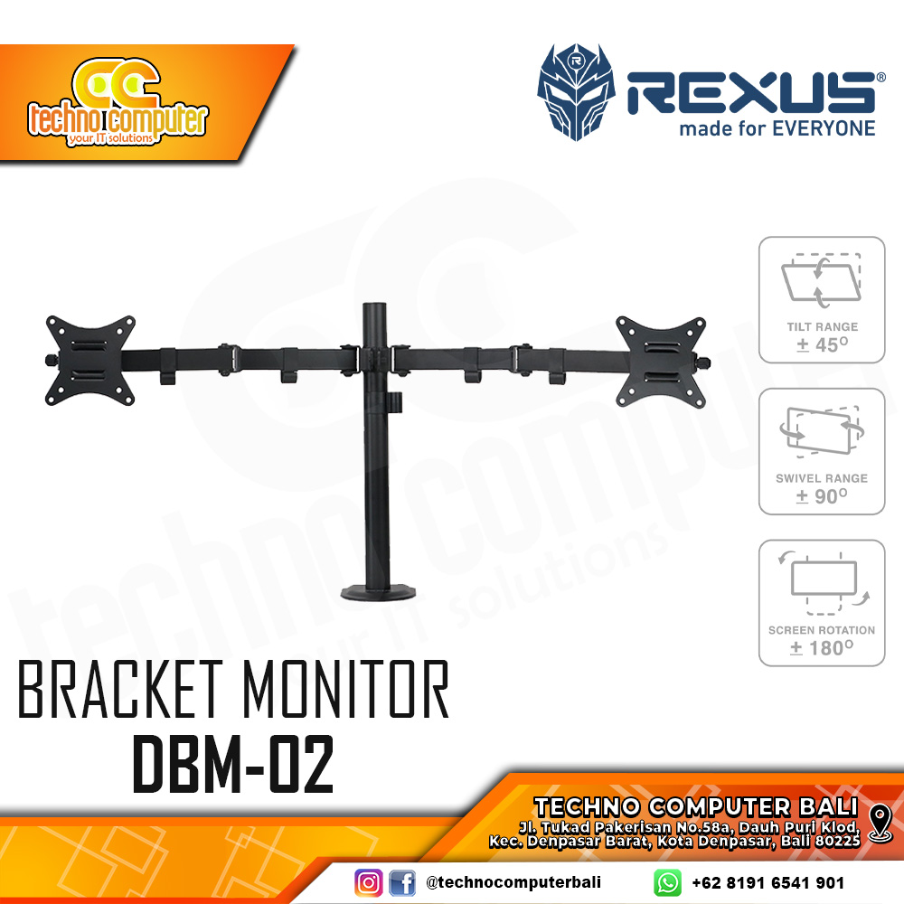 Bracket Monitor TV 17-32inch REXUS DBM-02 Articulating Dual Monitor - Black