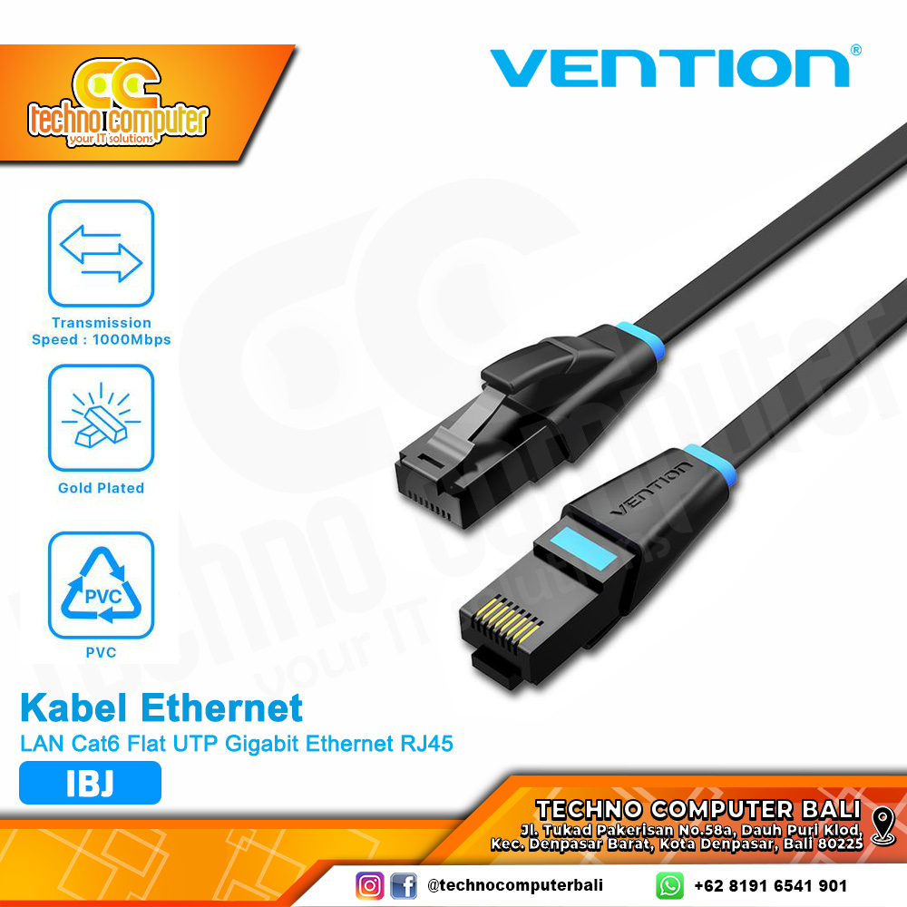 VENTION KABEL LAN Cat6 Flat UTP Gigabit Ethernet RJ45 - IBJ 3M