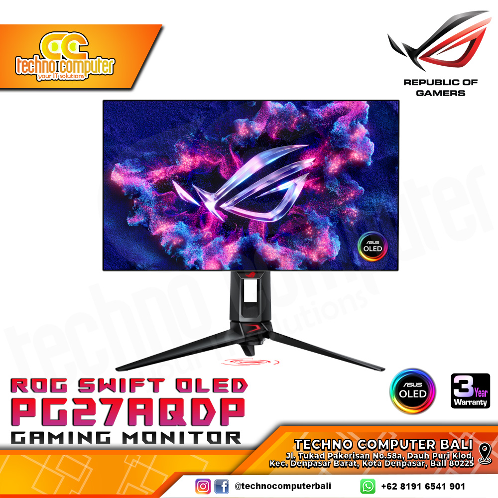ASUS ROG Swift OLED PG27AQDP Gaming Monitor - 27 inch, 2K QHD (2560x1440), OLED, 480Hz, 0.03ms