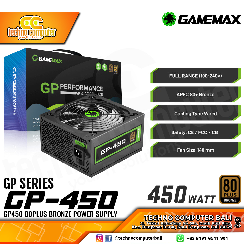GAMEMAX GP-450 450W 80+ Bronze - Non Modular