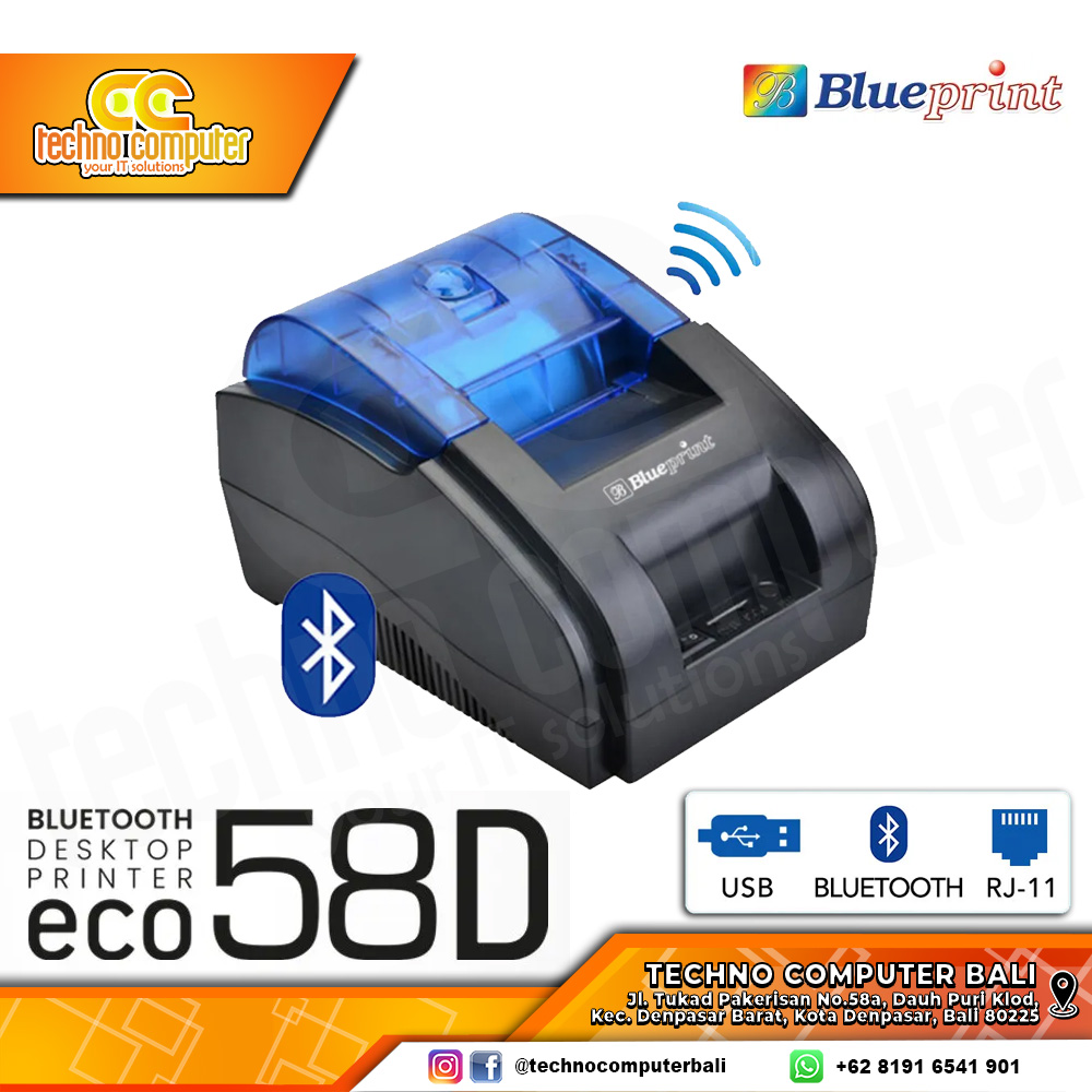 PRINTER THERMAL BLUEPRINT BP-ECO58D USB + Bluetooth + RJ11 (57x47 Lite)
