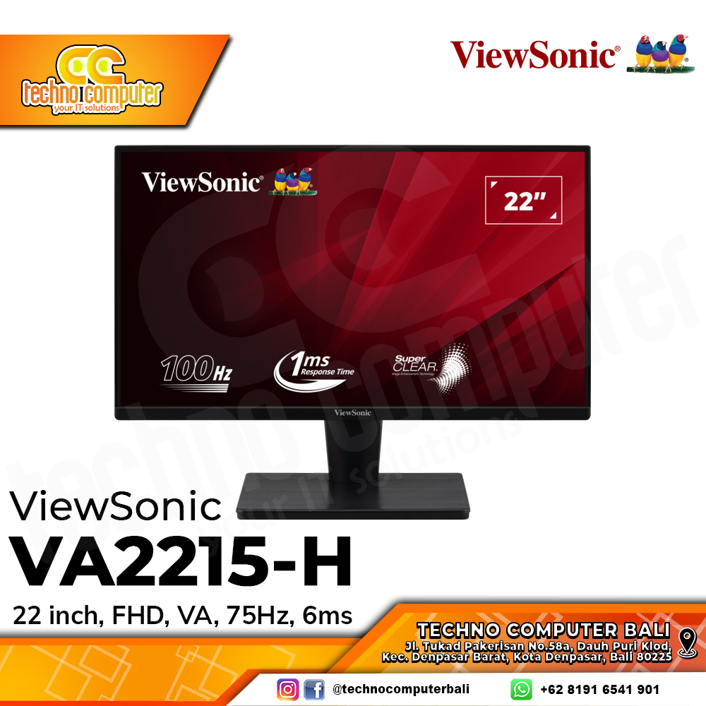 VIEWSONIC VA2215-H LED Monitor - 22 inch, FHD (1920 X 1080), VA, 75Hz, 4ms