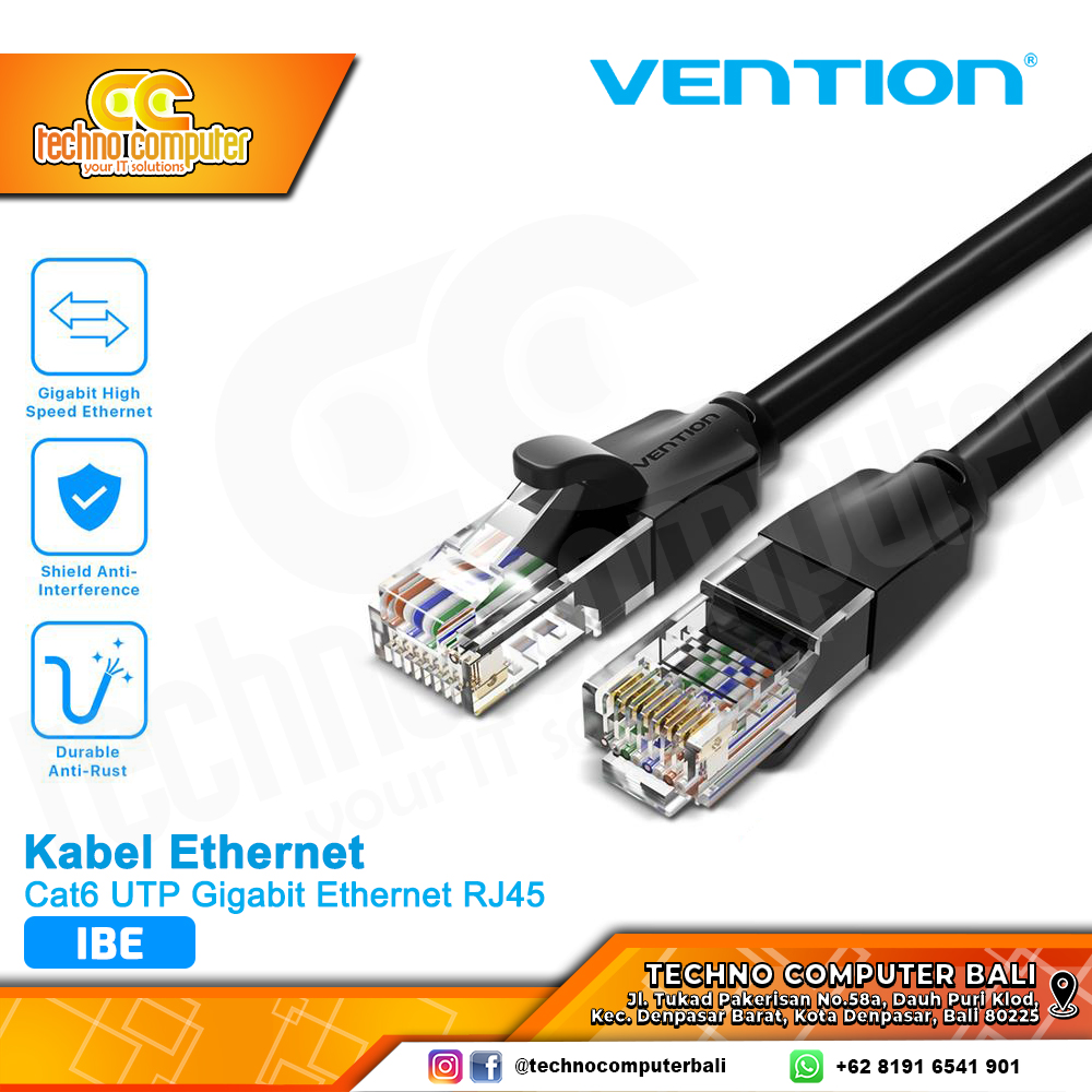 VENTION KABEL LAN Cat6 UTP Gigabit Ethernet RJ45 Round - IBE 1.5M