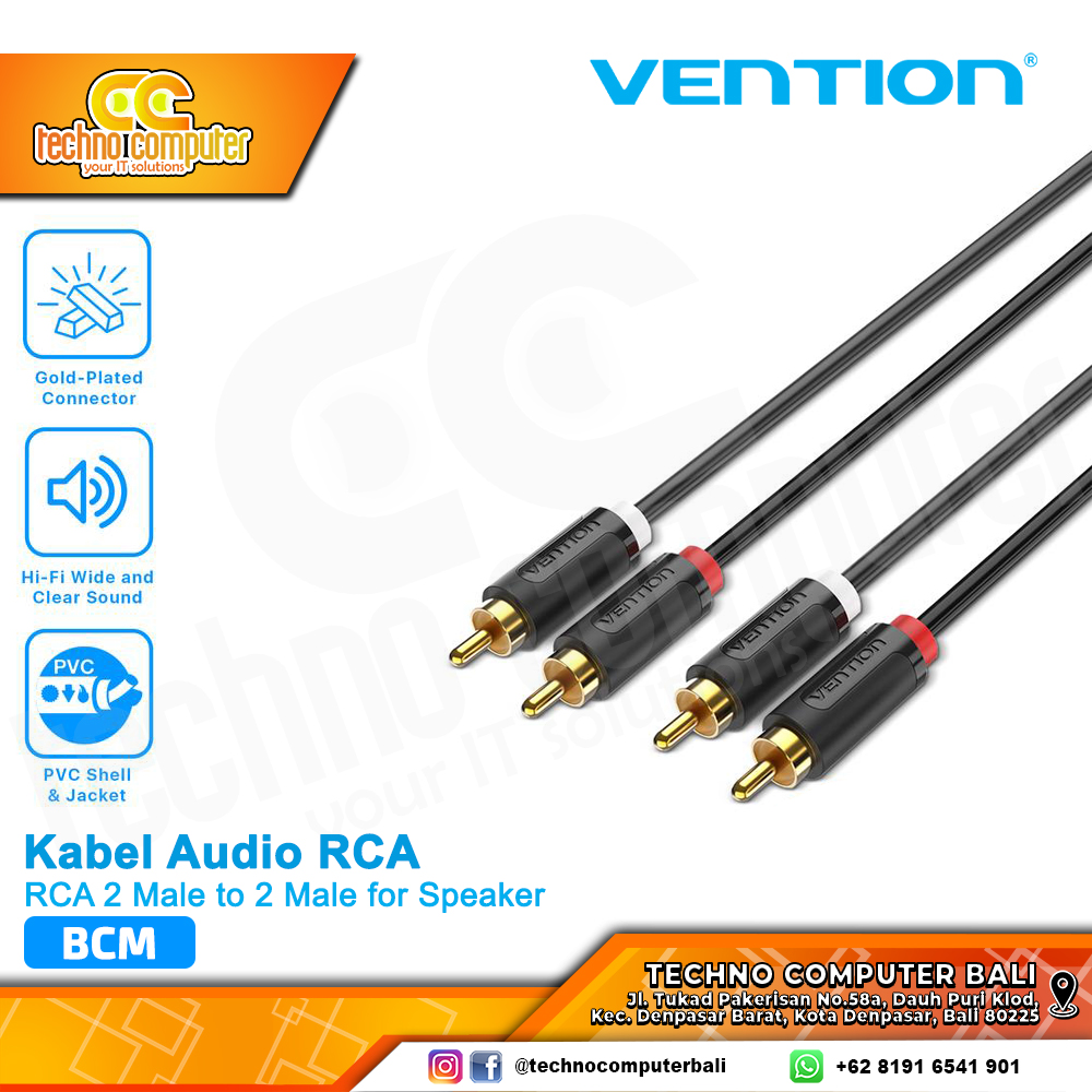 VENTION KABEL AUDIO RCA 2 Male to 2 Male for Speaker PVC - BCM 5M