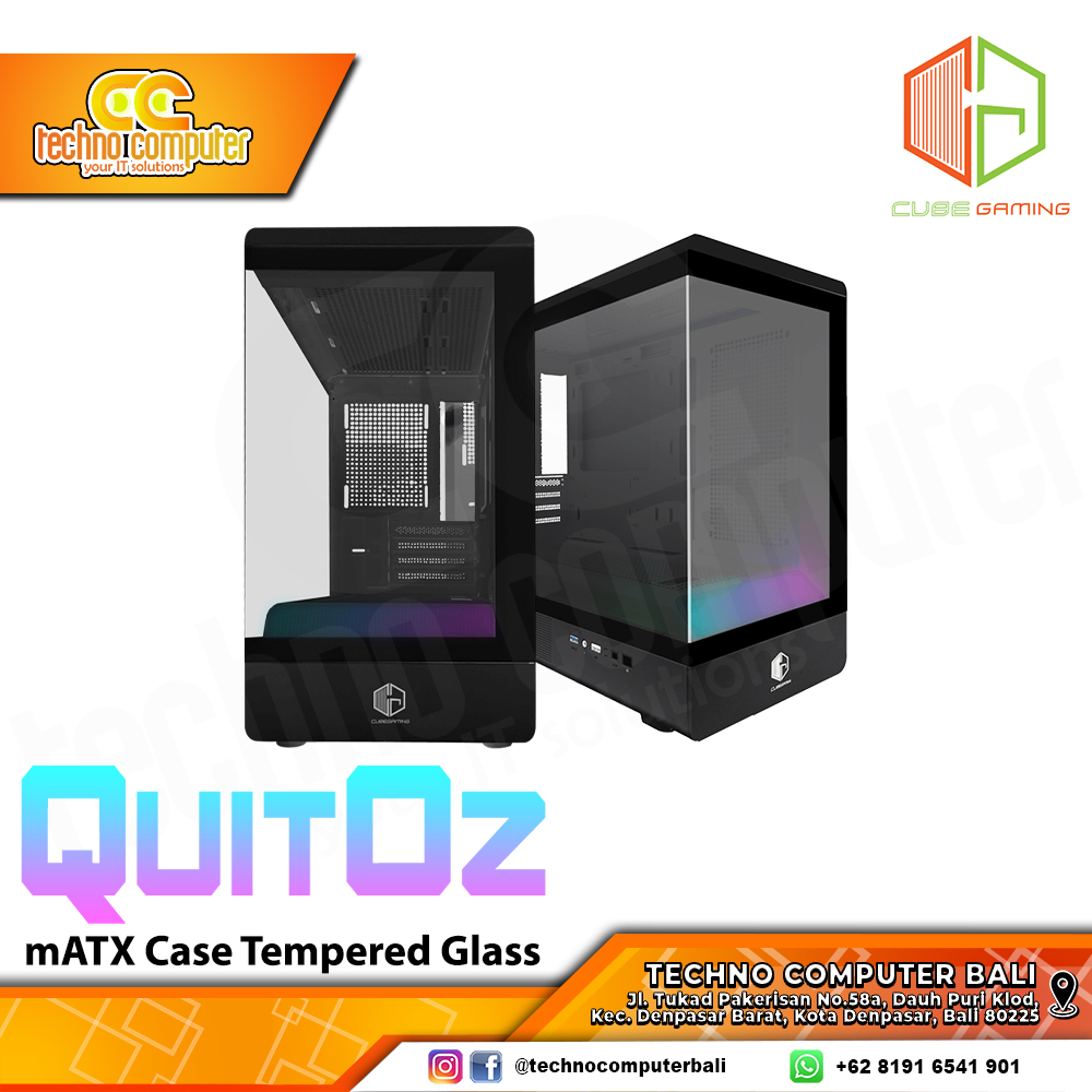 CASING CUBE GAMING QUITOZ Black - Mid Tower mATX Case Tempered Glass