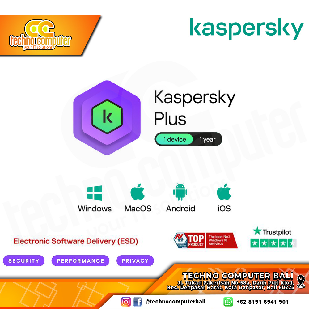 ANTIVIRUS KASPERSKY PLUS - 1 USER 1 YEAR (Scratch Card)