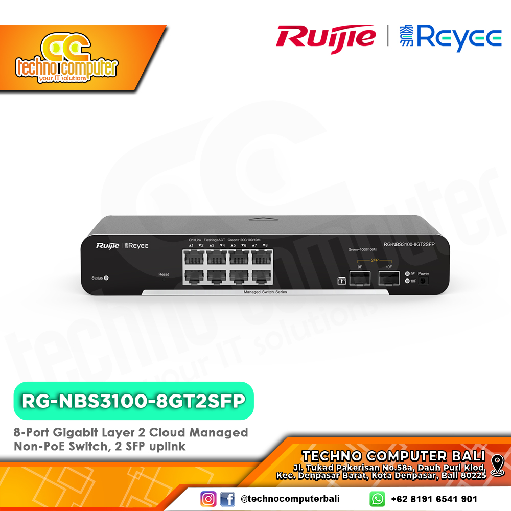 SWITCH HUB RUIJIE/REYEE RG-NBS3100-8GT2SFP 10-Port Gigabit Layer 2 Cloud Managed Switch