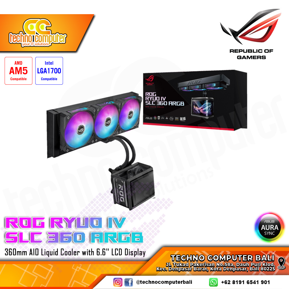 ASUS ROG RYUO IV SLC 360 ARGB with LCD Display - CPU Cooler - 360mm AIO Liquid Cooler