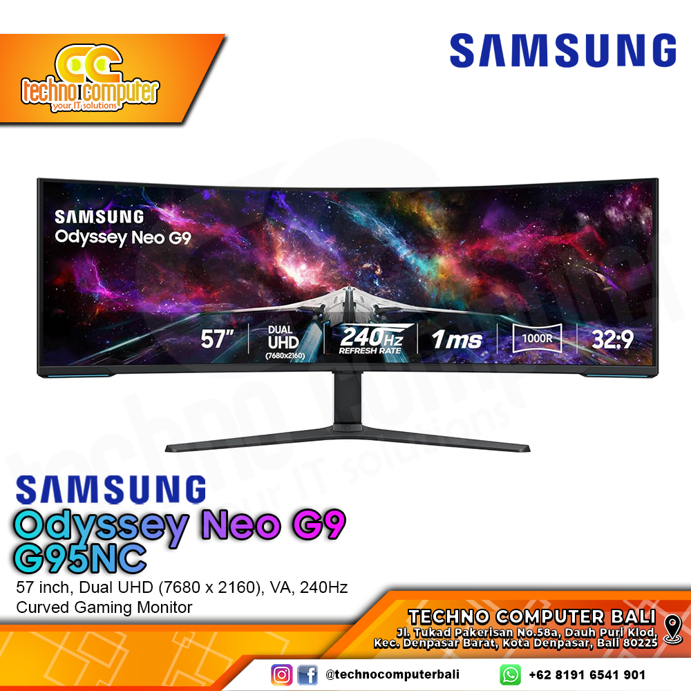 SAMSUNG ODYSSEY NEO G9 G95NC Curved Gaming Monitor - 57 inch, Dual UHD (7680 x 2160), VA, 240Hz