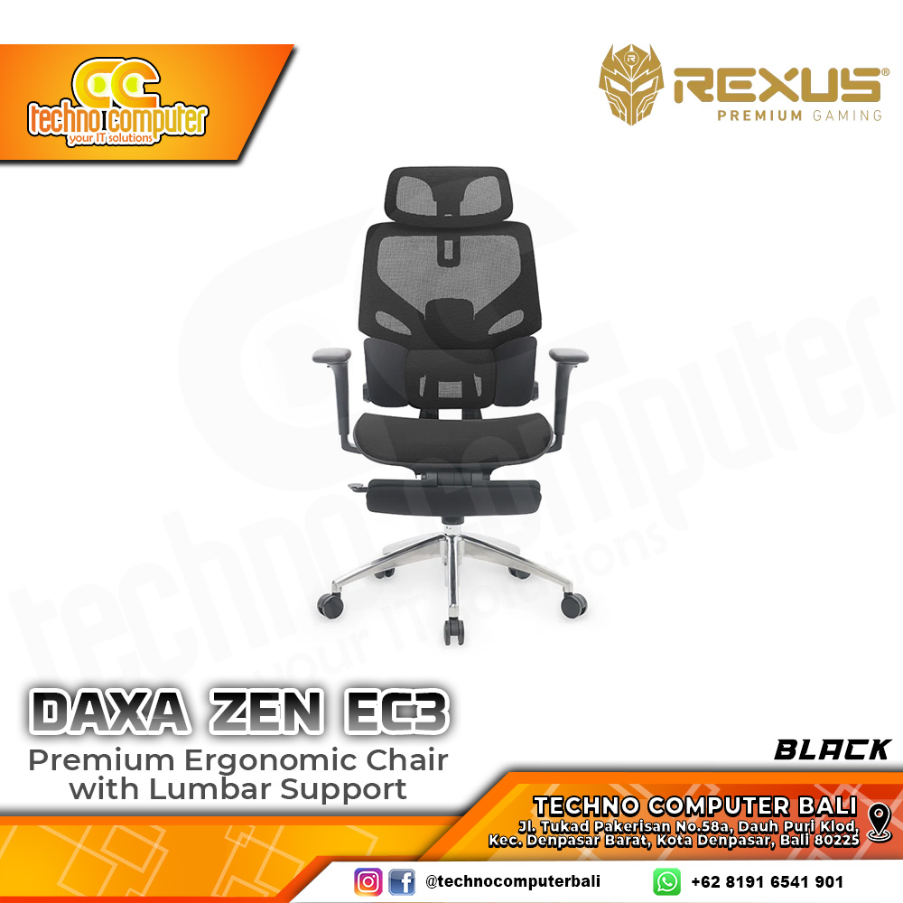 KURSI OFFICE REXUS DAXA ZEN DX-EC3 ERGONOMIC CHAIR - BLACK 