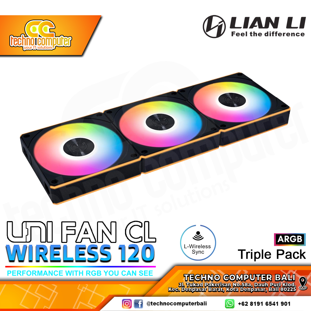 FAN CASING LIAN LI UNI FAN CL Wireless 120 Black - 120mm Triple Pack ARGB Fan With Controller