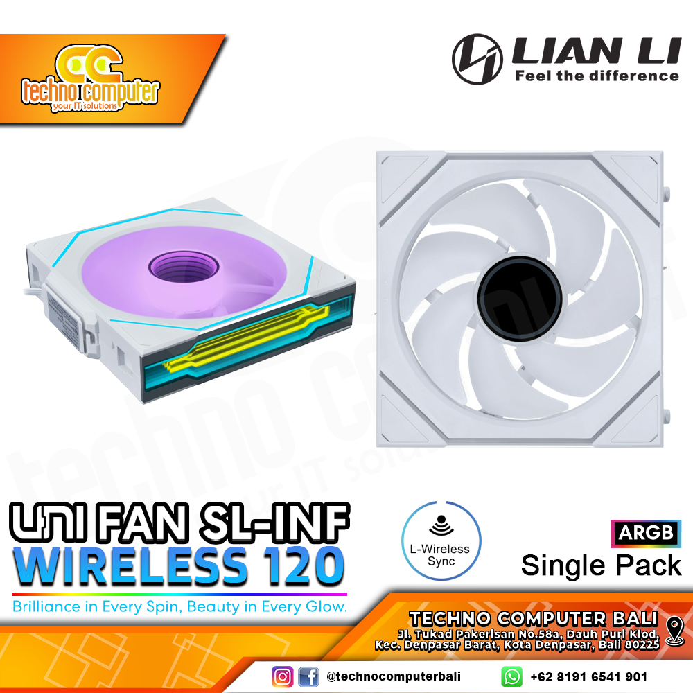 FAN CASING LIAN LI UNI FAN SL-Infinity Wireless 120 White - 120mm Single Pack ARGB Fan