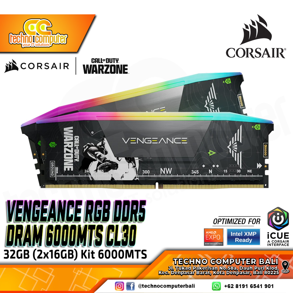 DDR5 CORSAIR VENGEANCE RGB 32GB (2x16GB) Kit 6000MHz C30 WARZONE EDITION - GREY