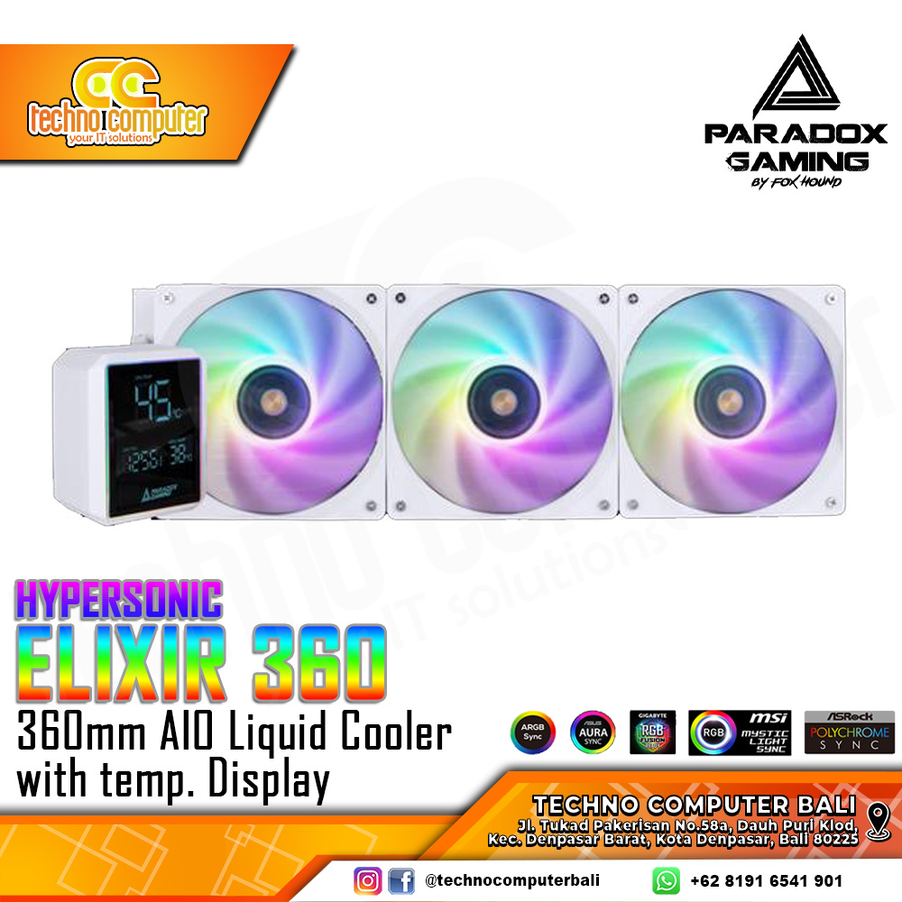 PARADOX GAMING HYPERSONIC ELIXIR 360 WHITE - CPU Cooler - 360mm AIO Liquid Cooler
