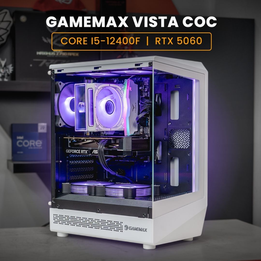 PC GAMING / CORE I5-12400F / ASUS DUAL RTX 5060 / GAMEMAX VISTA COC ATX White
